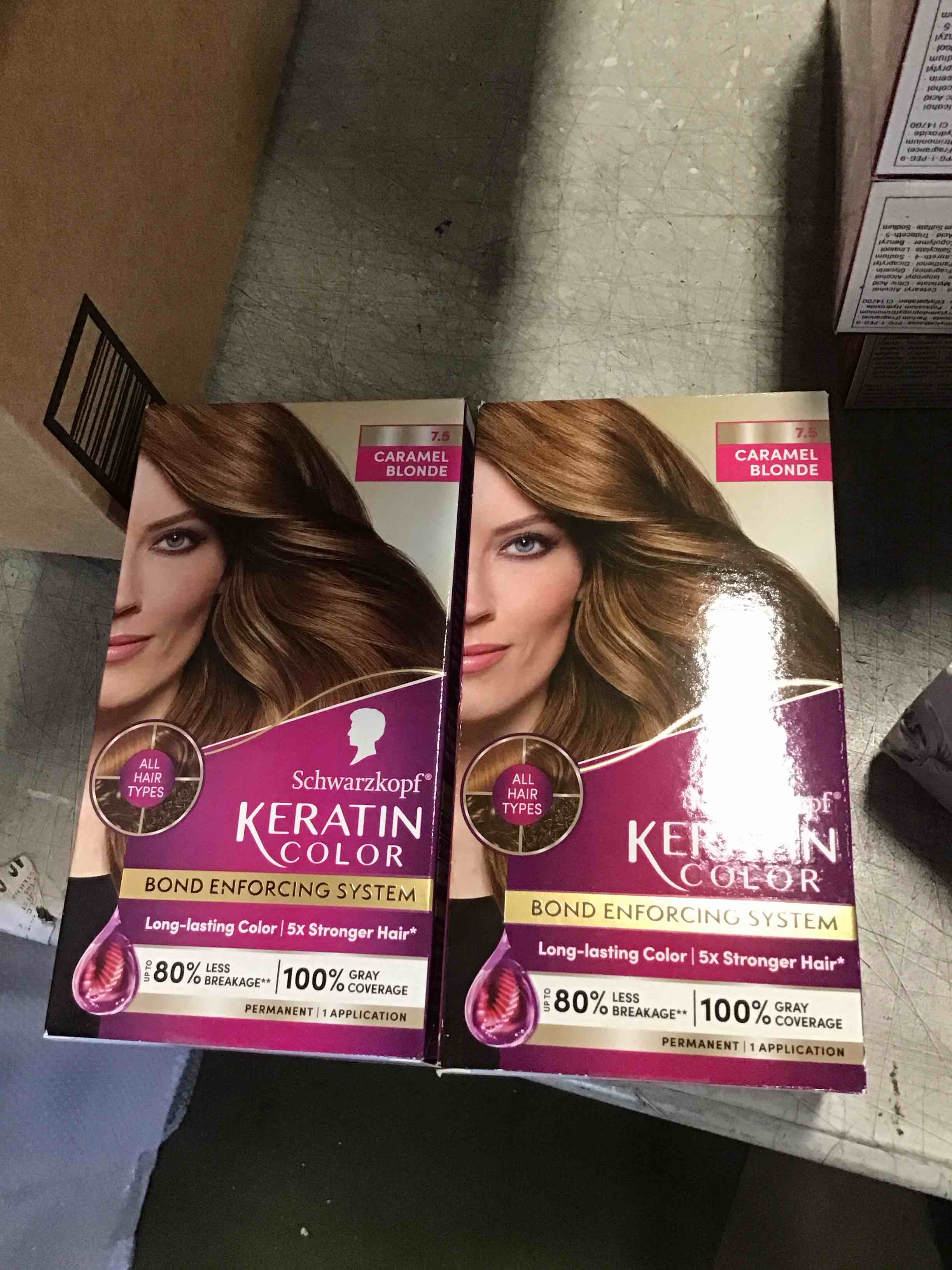 Schwarzkopf Keratin Color Permanent Hair Color Cream 7.5 Caramel Blonde