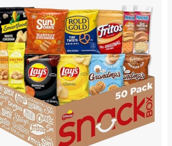 BEST BY SEP/10/2024)) Frito-Lay Sweet & Salty Snacks Variety Box  Mix of Cookies  Crackers  Chips & Nuts  50 Count