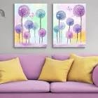 Colorful Flowers Butterfly Picture Purple Blue Pink Dandelion Abstract Painting Canvas Print Modern Wall Art For Home Living Room Bathroom, Kitchen Office Decor Wall Décor 16X24