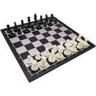 12.5" Magnetic Chess Set with Folding Chess Board Outdoor Travel Portable Chess Set for Adults and Kids, Black & White Color