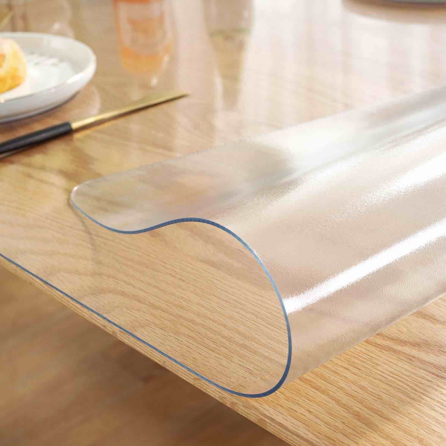 Warmstar Clear Table Cover Protector 24 x 48 Inch, 2mm Thick Plastic Table Cover Rectangle,PVC Clear Table Protector,Desk Protector Mat for Kitchen, Dresser, Writing Desk?Dining Room Table