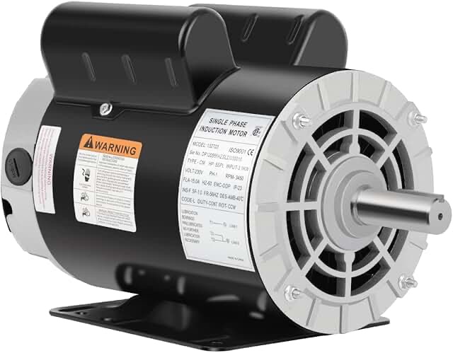 Air Compressor Electric Motor, 5SPL HP 3450 RPM, 230V Single Phase, 56HZ Frame 7/8" Keyed Shaft 60 Hz, Commercial-Duty CCW Rotation, 2.25 Shaft Length for Air Compressors