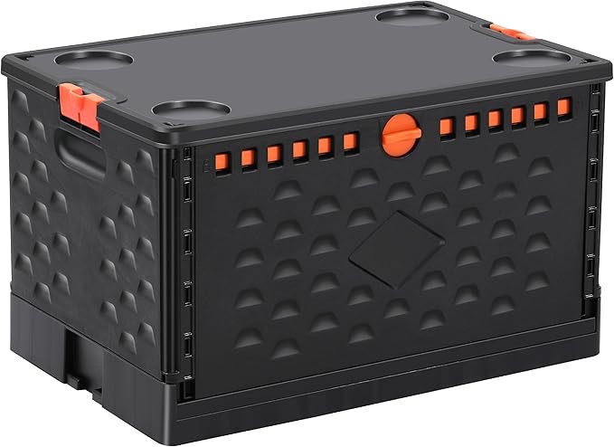 Contenedores de almacenamiento con tapas, caja plegable de 16 galones, caja apilable para libros, maletero, organizador de armario, caja de herramientas rodante, caja de leche plegable, cestas