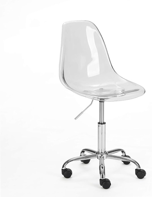 Acrylic Rolling Desk Chair, Mint 21.25D x 19.68W x 34H Inch