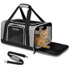 Petskd Pet Carrier Top-Expandable 17x13x9.5 Southwest Airline Approved, Soft Small Dog Cat Carrier for 1-15 LBS Pets with Locking Safety Zipper and Anti-Scratch Mesh(grey)