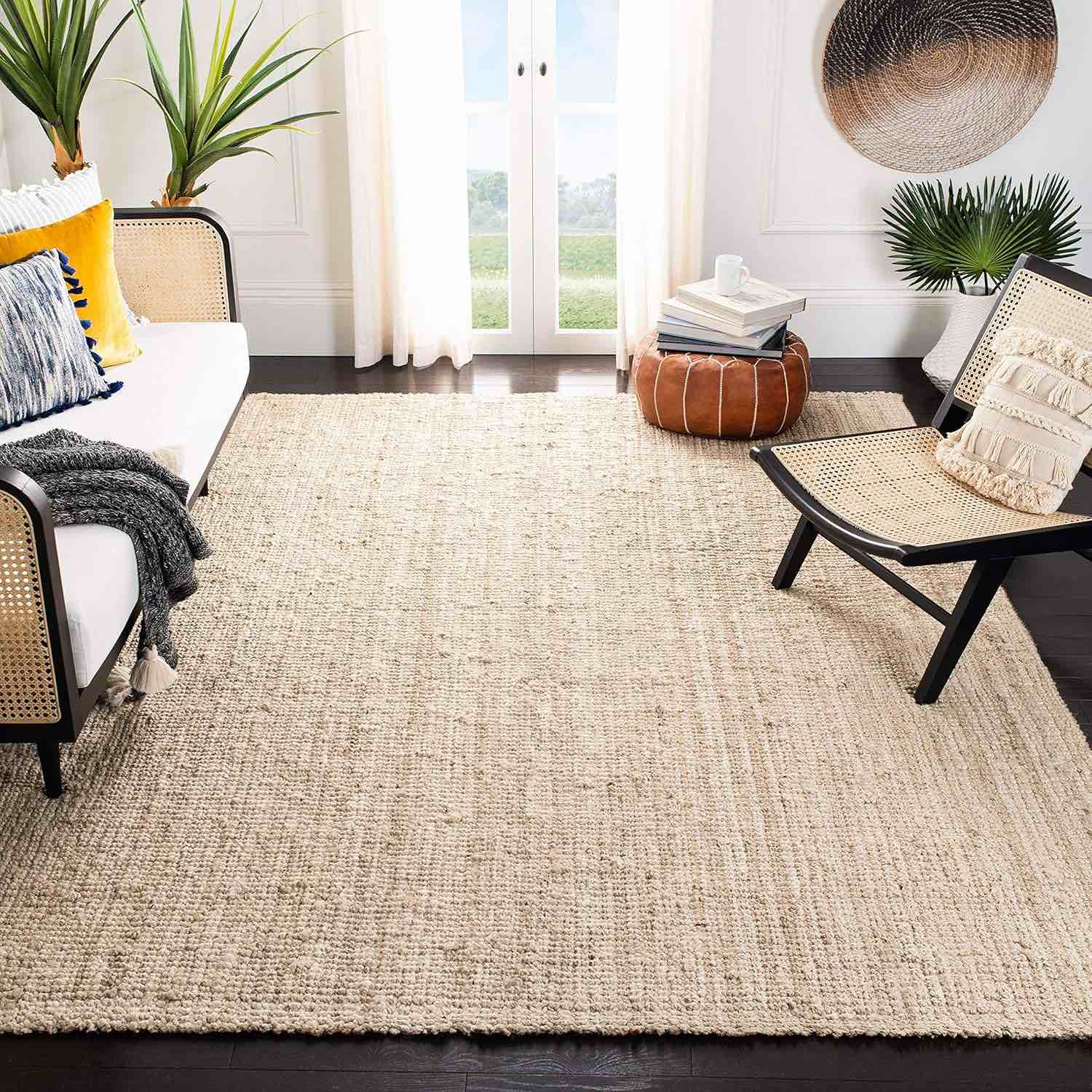 Natural Fiber Collection Area Rug - Ivory, Handmade Farmhouse Jute,