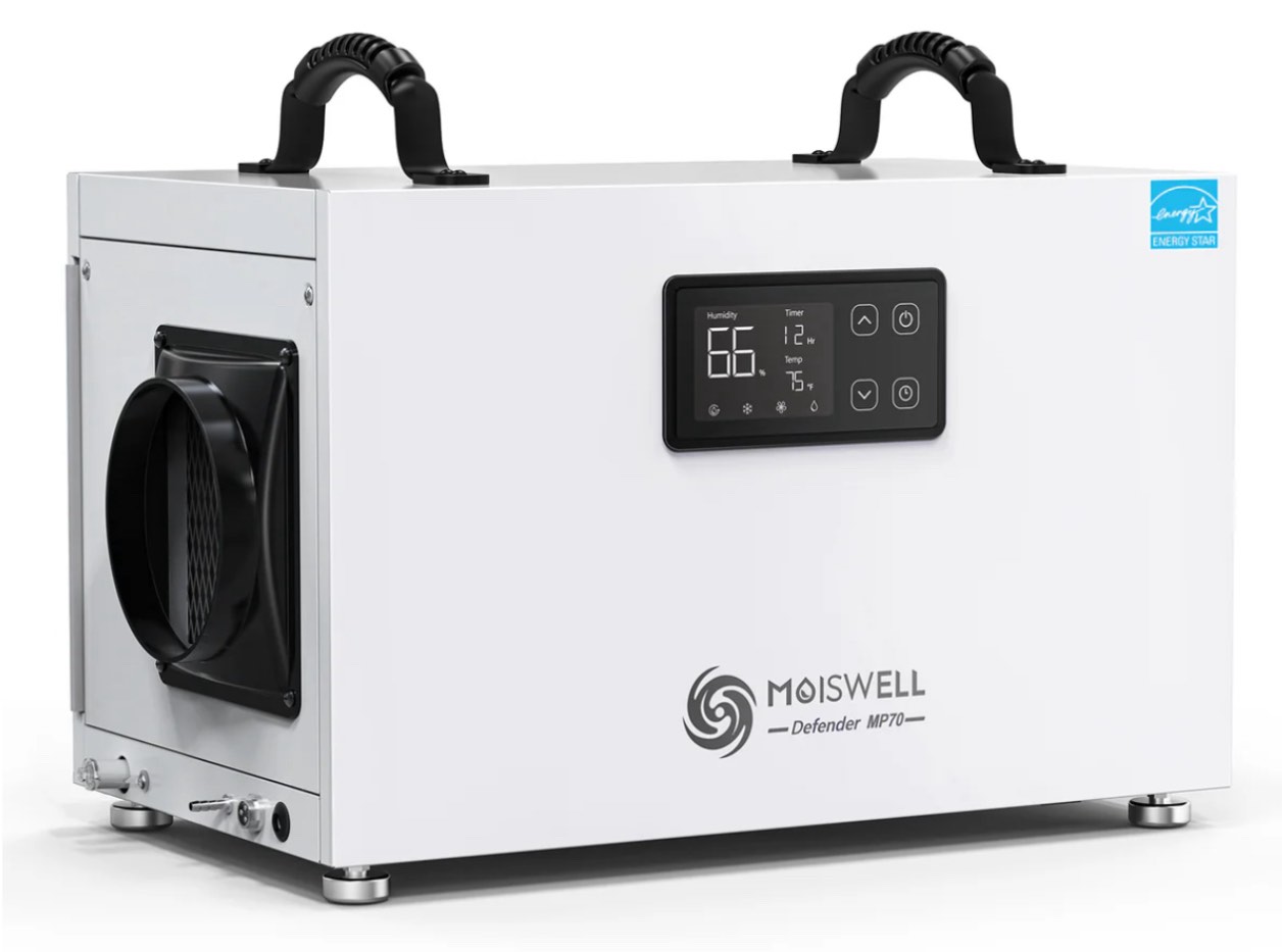 145 Pints Crawl Space Dehumidifier with Pump and Drain Hose | MOISWELL Defender MP70