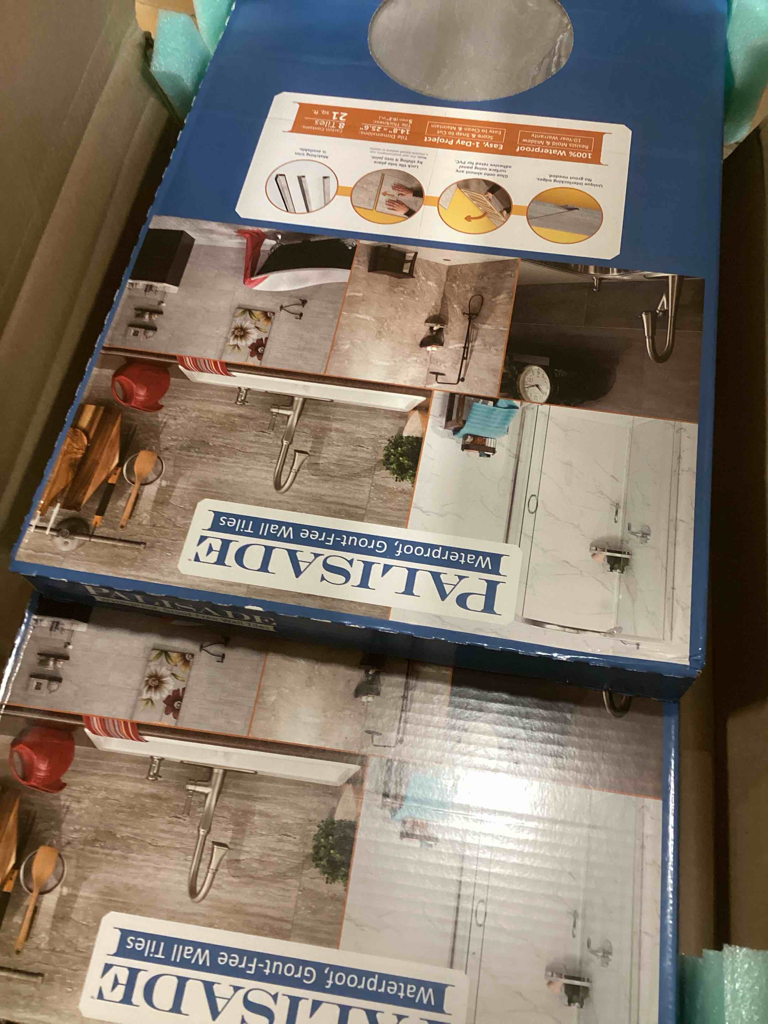 Palisade 25.6 in. x 14.8 in. Interlocking Vinyl Waterproof Wall