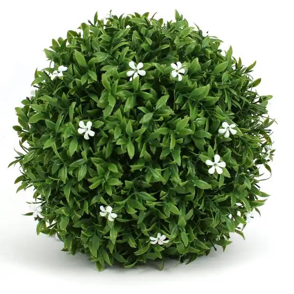 White Flower Grass Topiary Ball