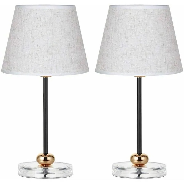 Bedside Nightstand Lamps Set of 2 with Acrylic Base, Small