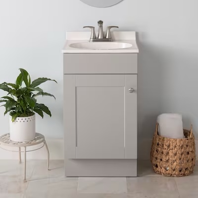 18-in Gray Single Sink Bathroom Vanity with White Cultured Marble Top