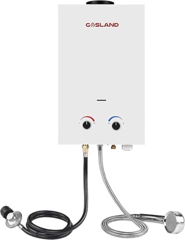Propane Water Heater 8L, GASLAND Outdoors BS211 2.11 GPM Portable Gas Water Heater, Instant Propane Water Heater, RV Camping Water Heater, Overheating Protection, Easy to Install