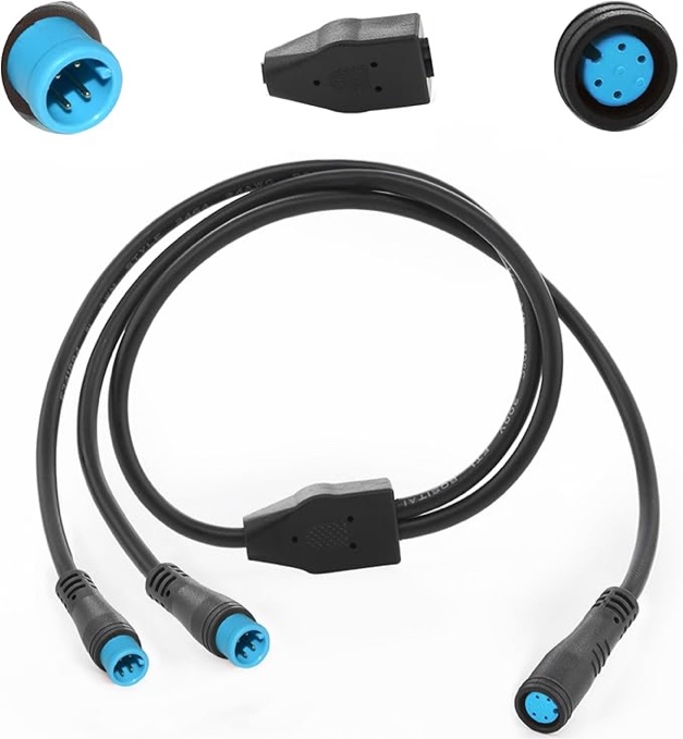 2/3/4/5Pin Y-Split Extension Cable 1T2 Extension Wire with Waterproof Connector for Ebike Light, Gear Sensor and Brake in Ebike Conversion Kit