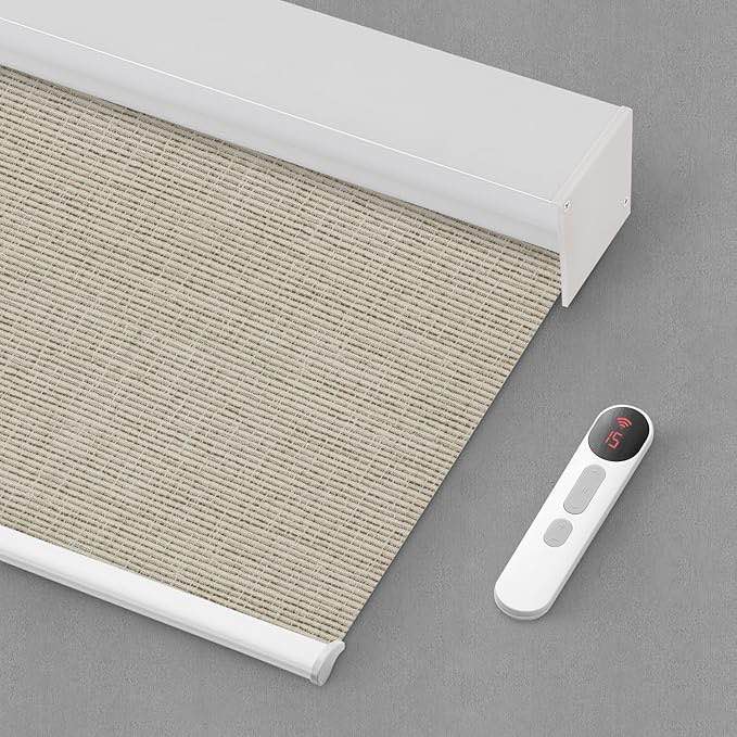 Motorized Blinds with Remote,100% Blackout Smart Roller Blinds Compatible with Google Home and Alexa Via HUB,and Motorized Window Blinds Customized for Sliding Doors and Living Rooms