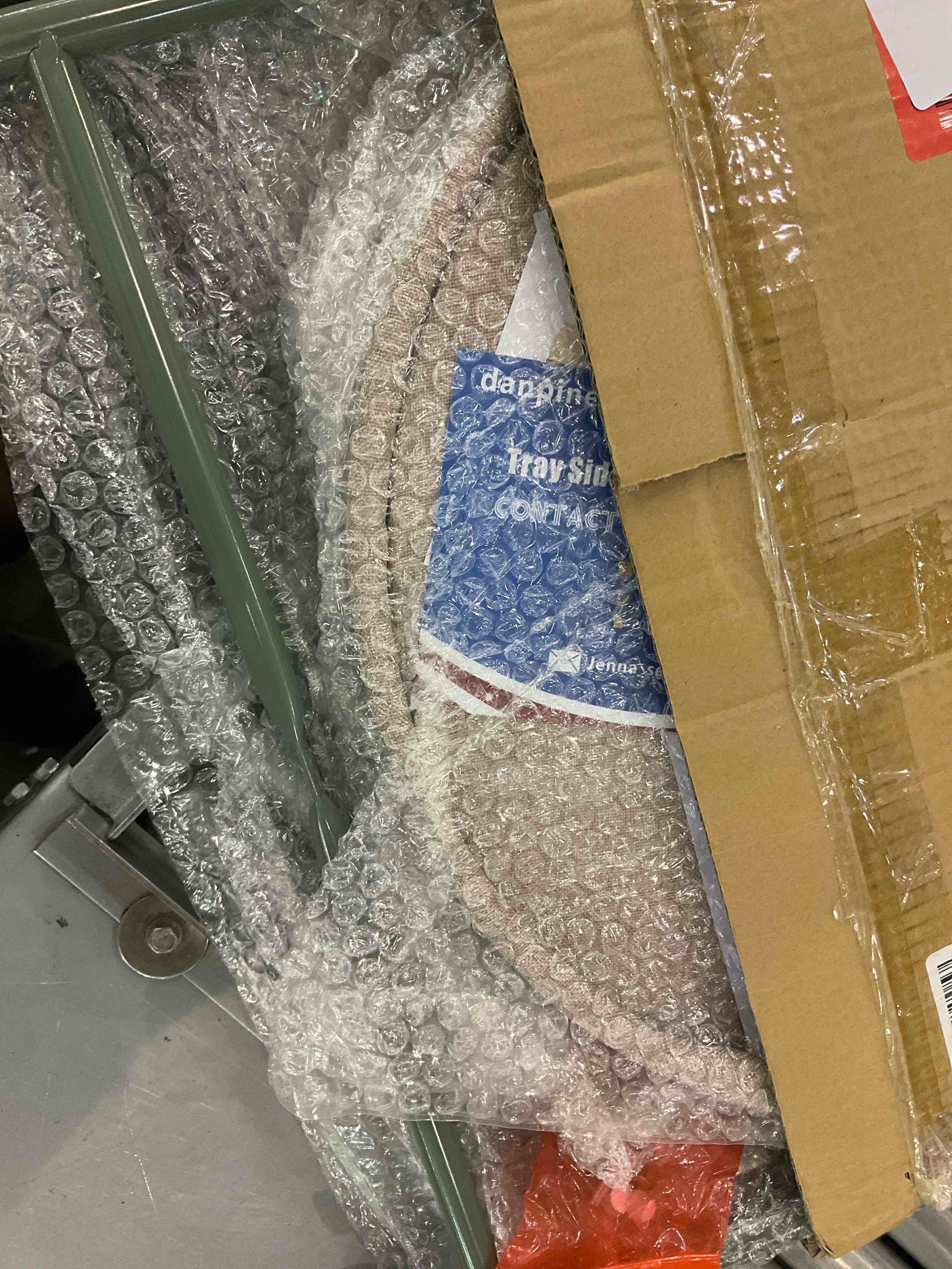 danpinera Round Side Table with Fabric Storage Basket, Metal Side Table