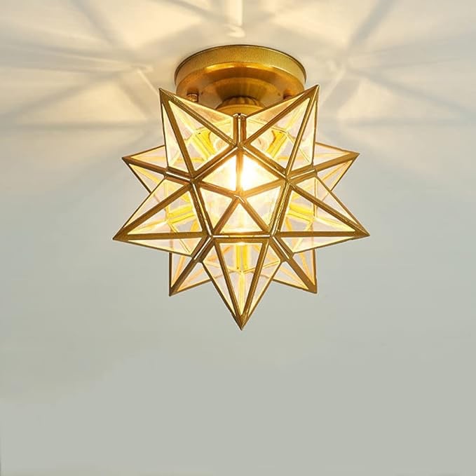 BayDe Modern Creative Ceiling Lamp Star Metal LED Semi Flush Mount Ceiling Lights Contemporary Chandelier for Kitchen,Hallway,Bathroom,Stairwell with E27 Holder Interesting Life,Hanging Light