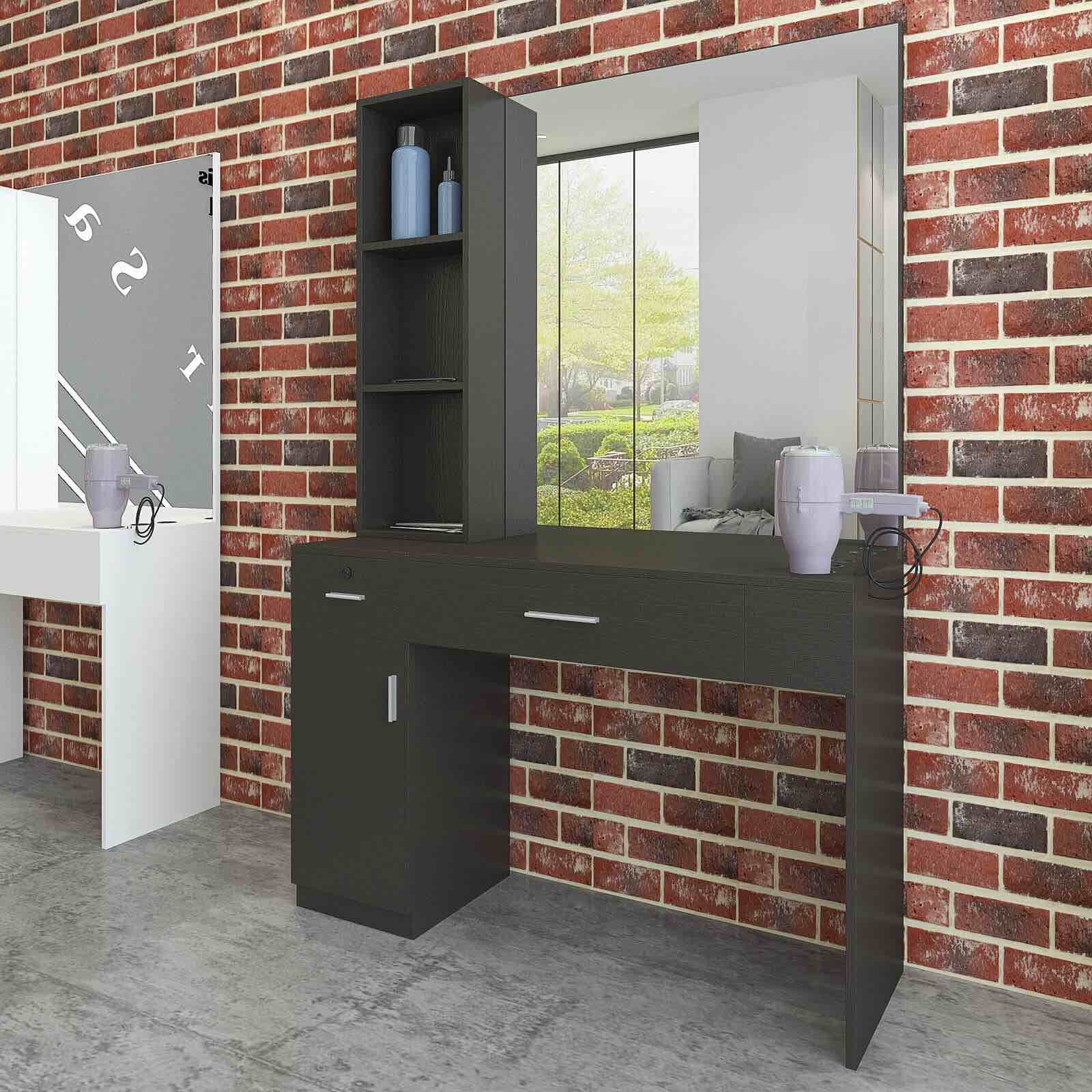 wall mount salon styling station finish black