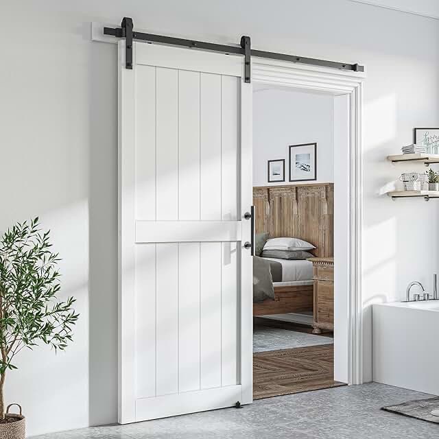 ( similar ) MDF Barn Door Easy Assembly -Solid Slab Covered with Water-Proof PVC Surface with Hardware Kit