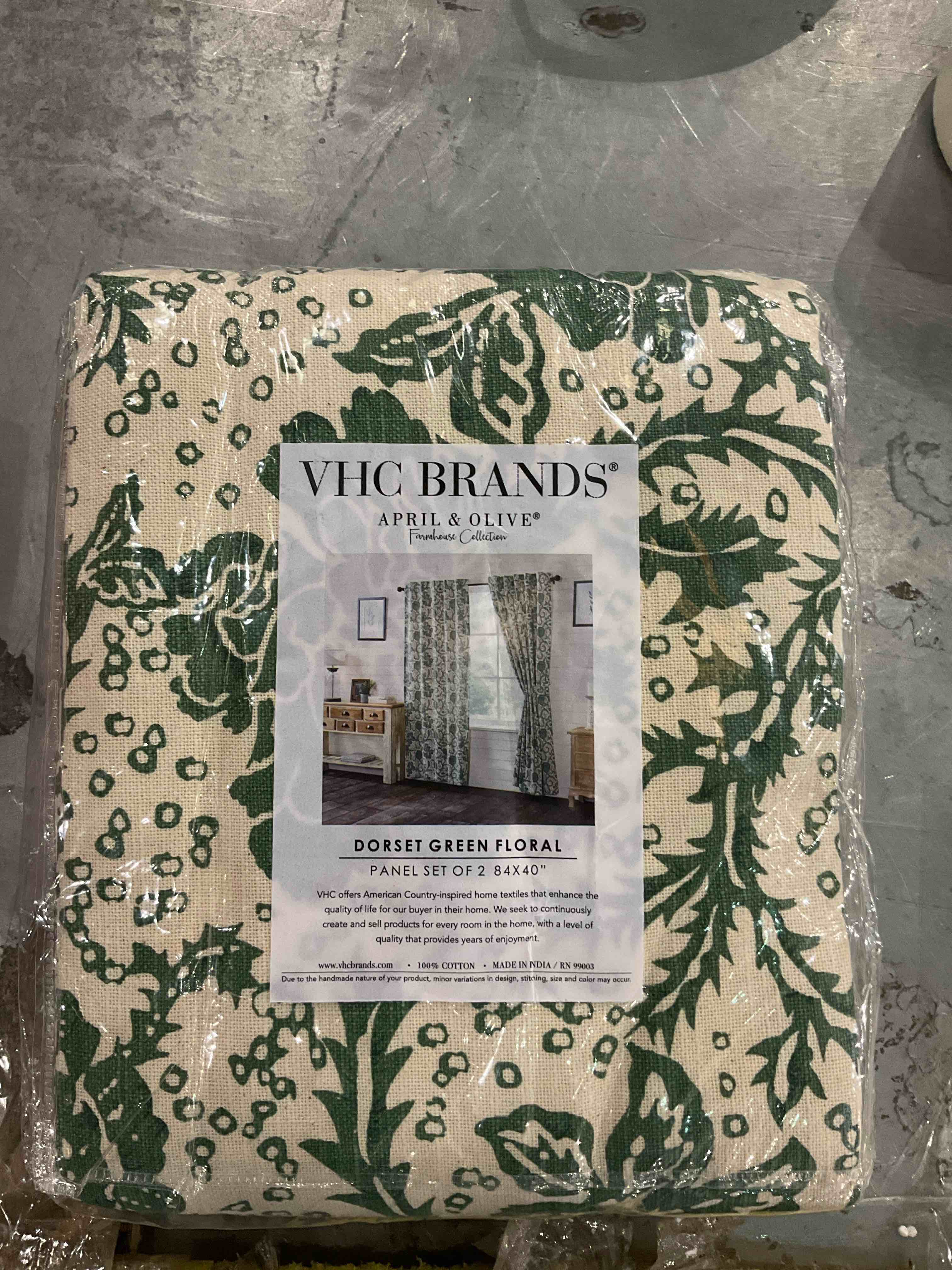 vhc brands dorset green floral panel set