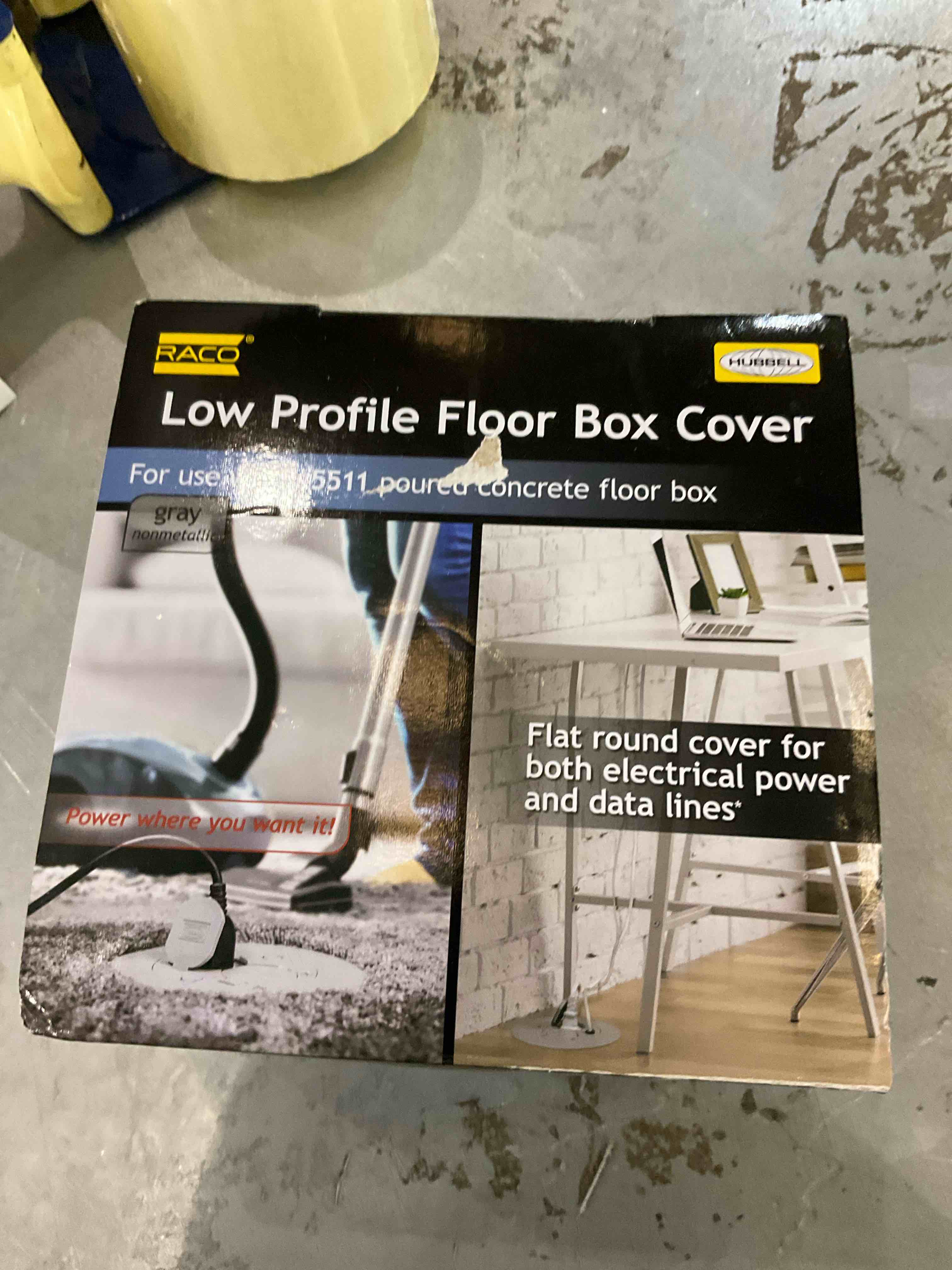 RACO 6299 Round Nonmetallic Cover Kit Two-Lift Lids for 5511 Floor Box, 6.5 in. Dia, Gray