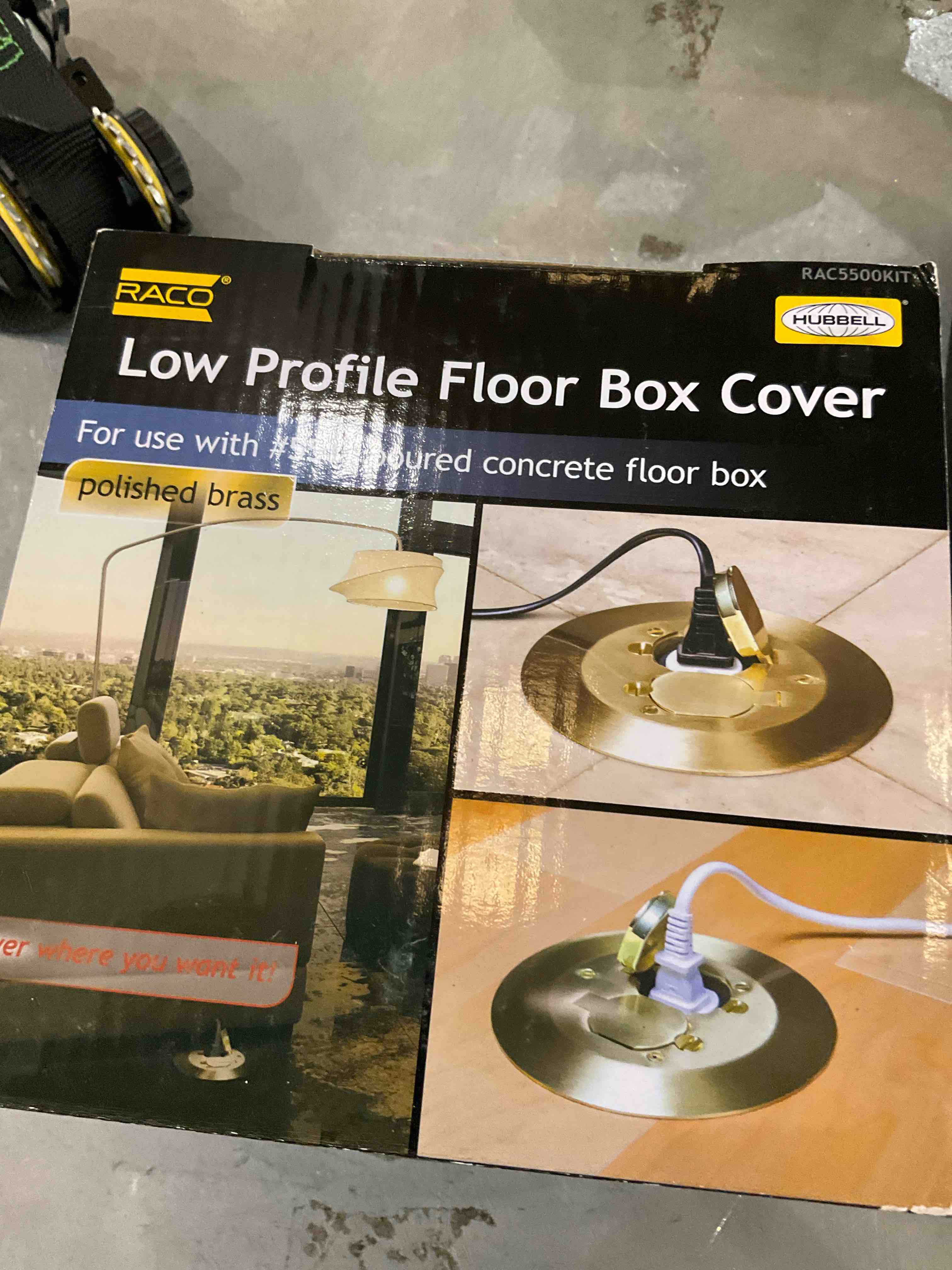 Hubbell-Raco RAC5500KIT Round Floor Box Kit Device Cover, Duplex, Solid Brass