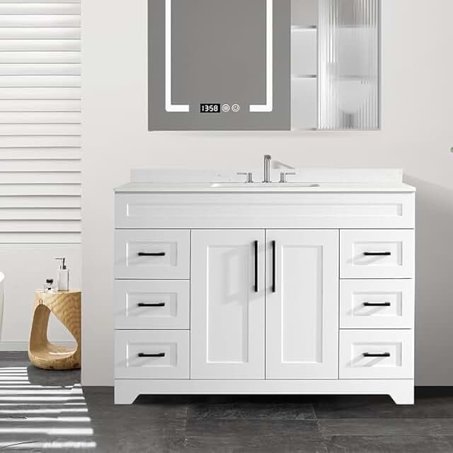 Akeya  Hogh gloss white stone rectangular  vassel bathroom sink  48
