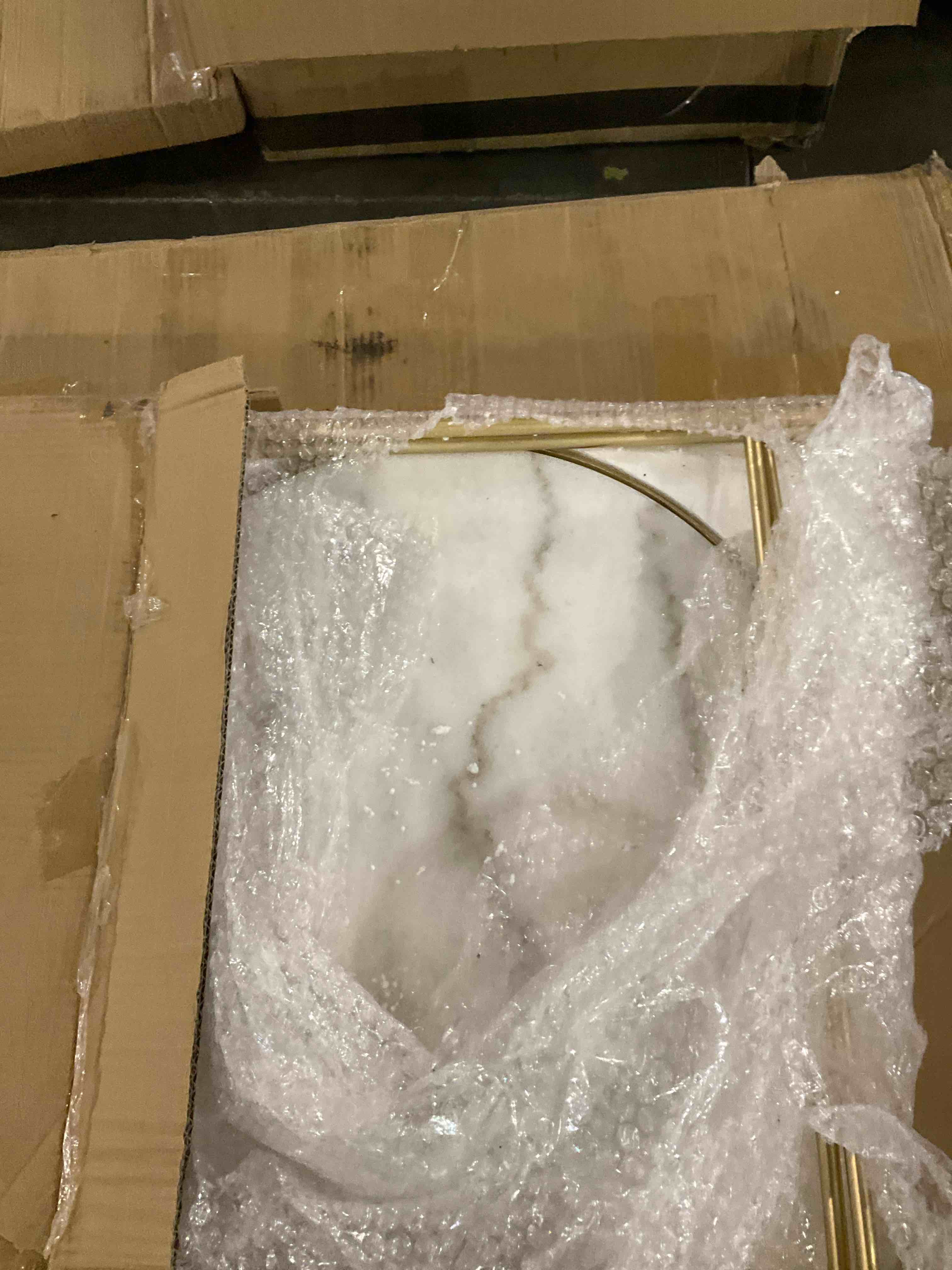 Modern And Contemporary Gold Finished Metal End Table With Marble Tabletop