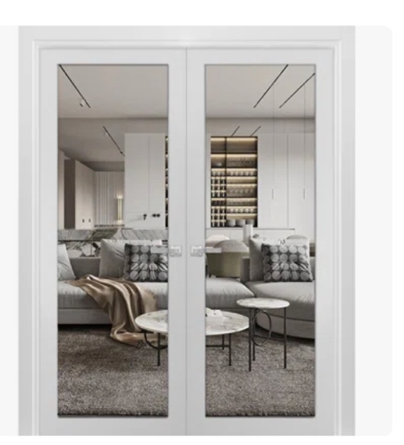 interior Lucia clear glass wood French white doors