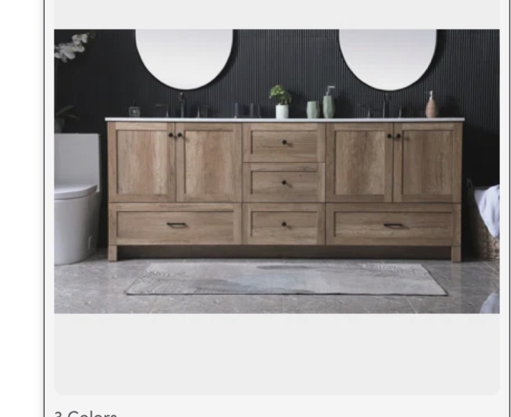 Double vanity cabinet 4 doors 5 drawers