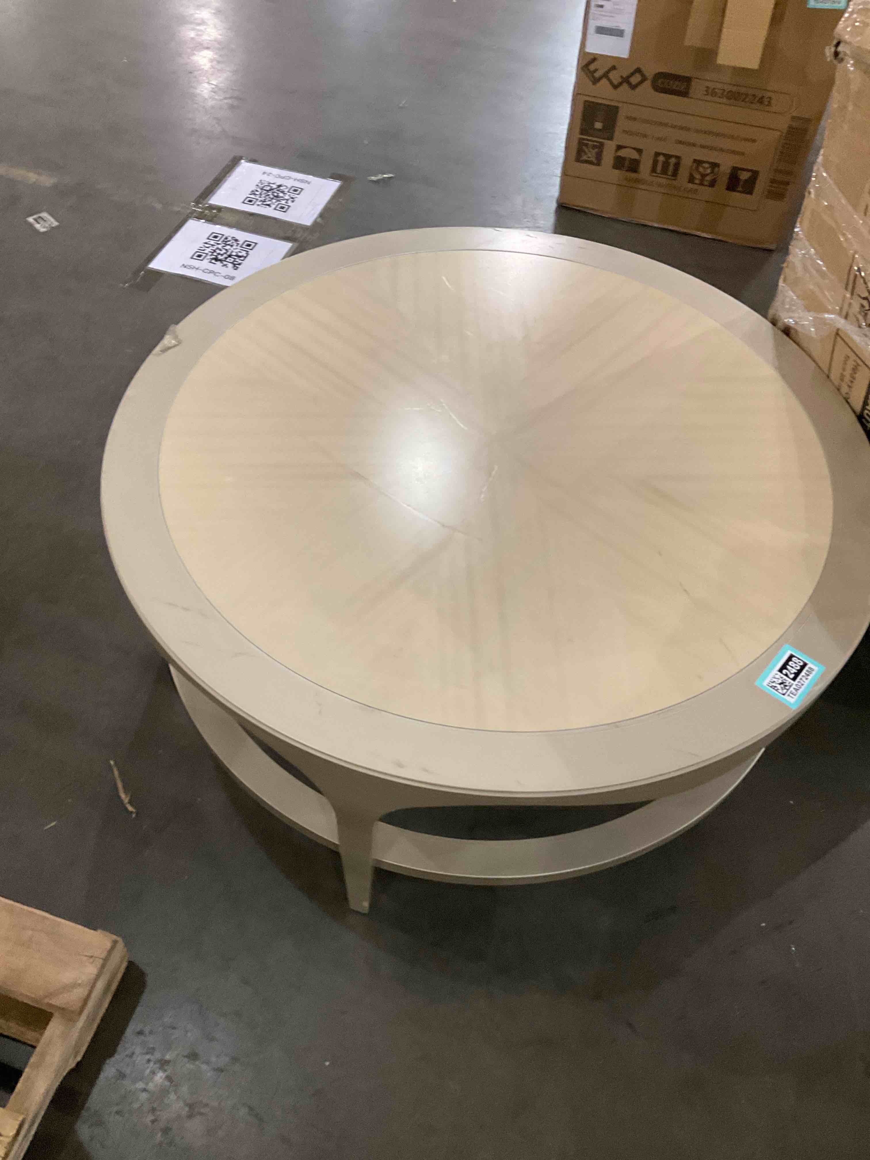 two tone circle coffee table