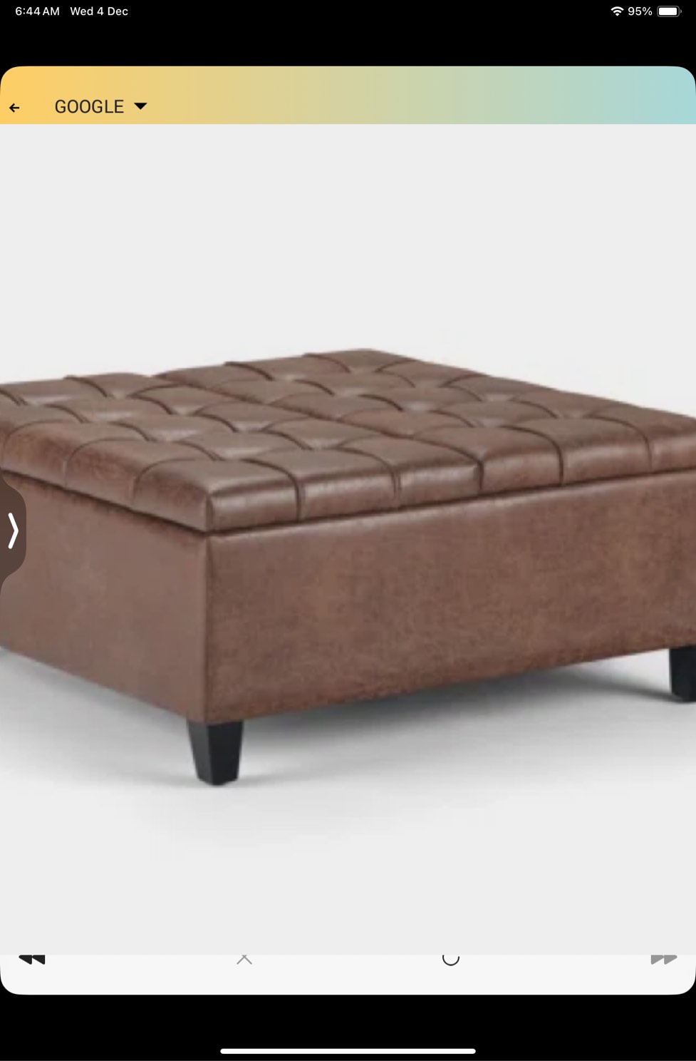 Ciara 35.43" Wide Button Tufted Square Storage Ottoman Upholstered Lift Top Large Ottoman Coffee Table