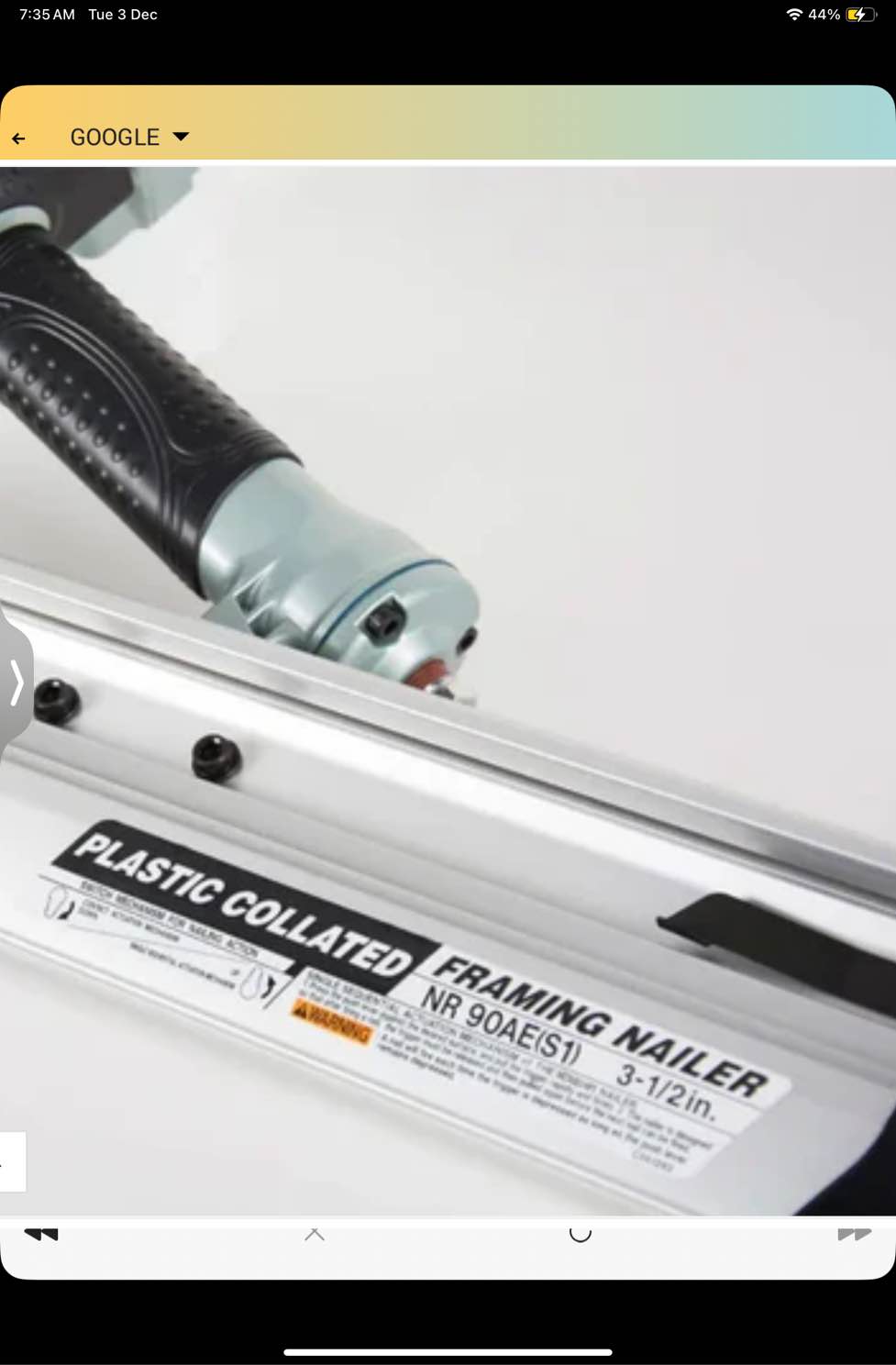 PLASTIC COLLATED switch mechanism for nailing action framing nailer