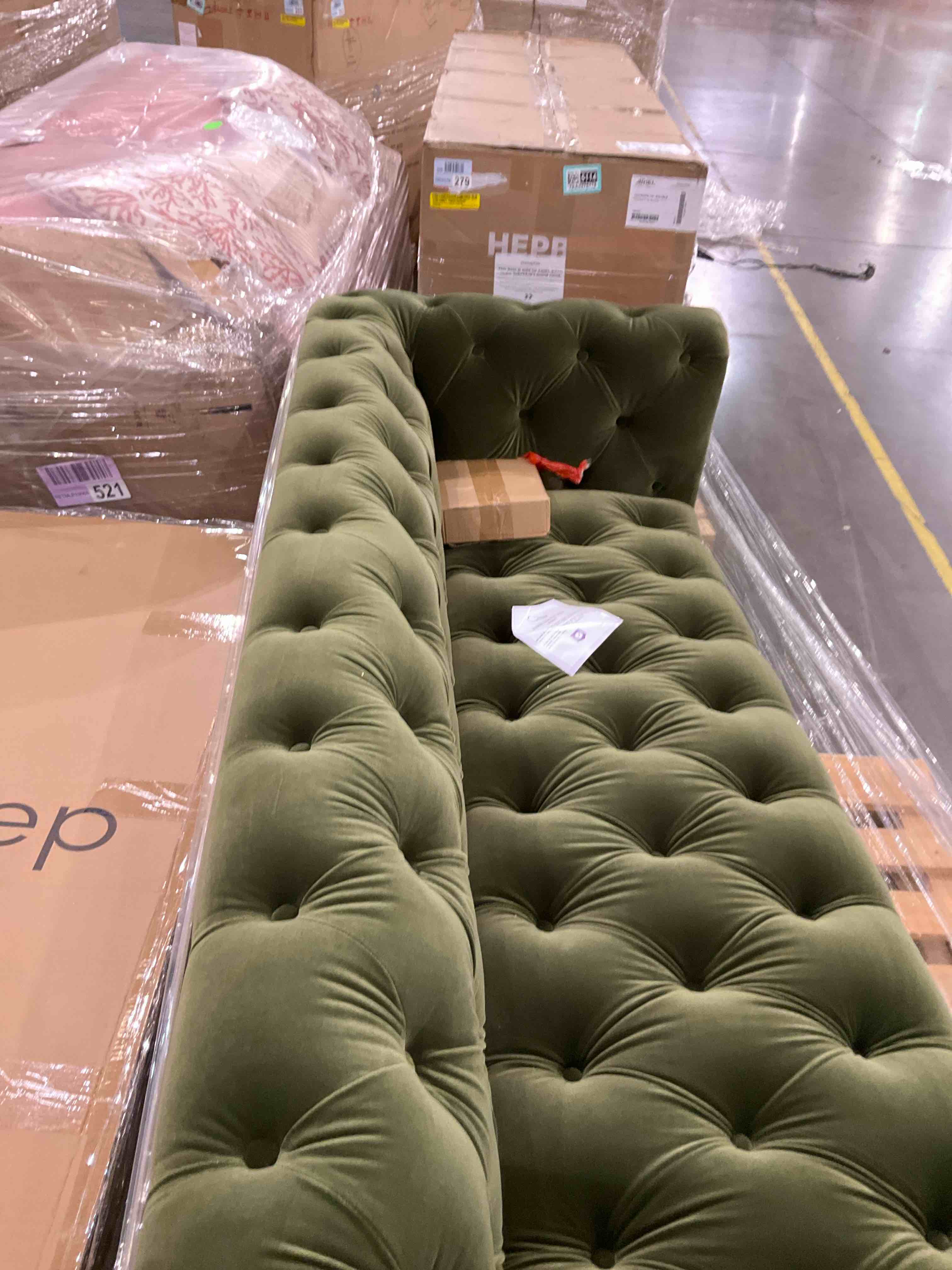 Newell 88 rolled arm chesterfield sofa, sage green