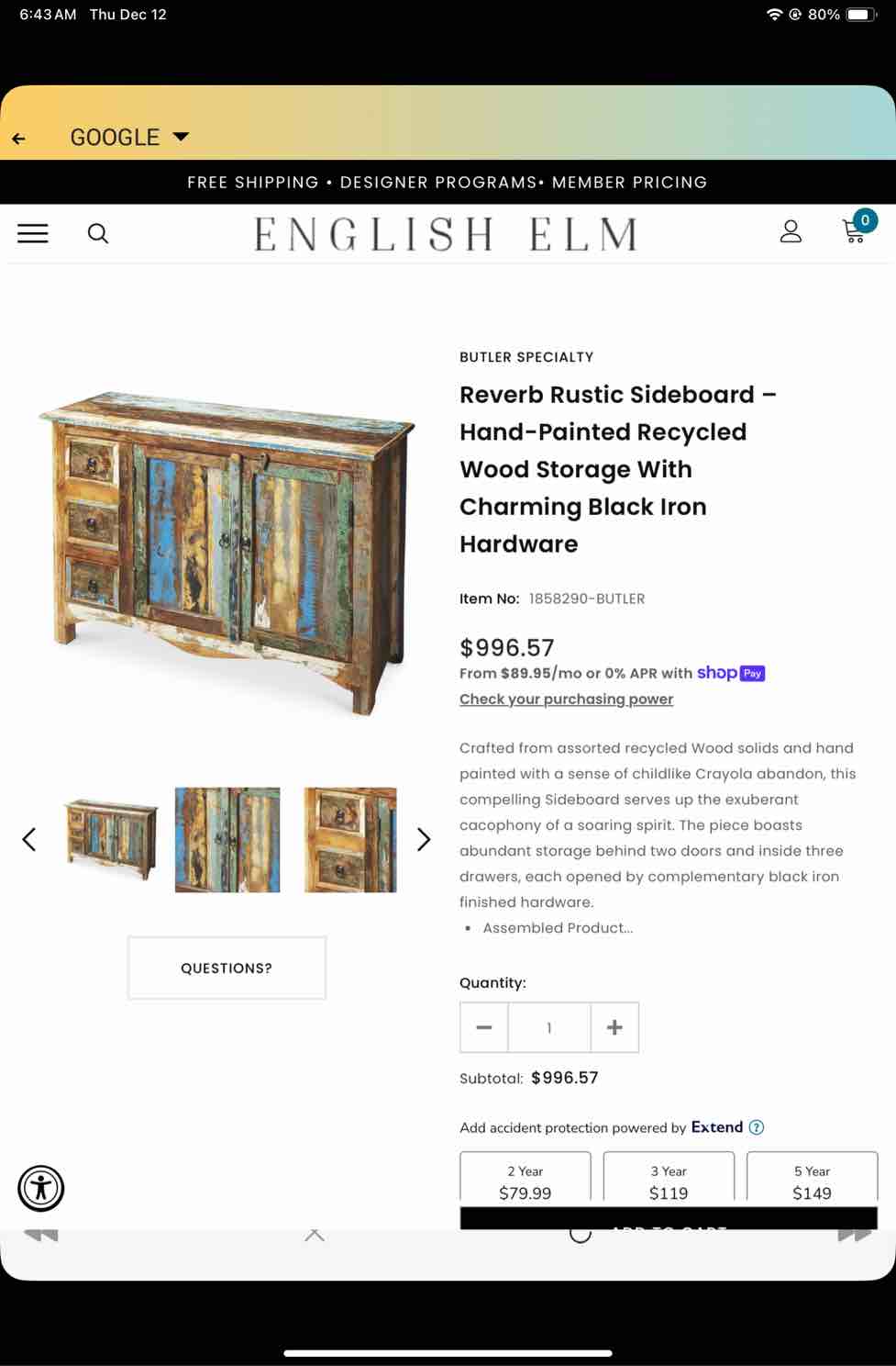 reverb rustic 44 sideboard 