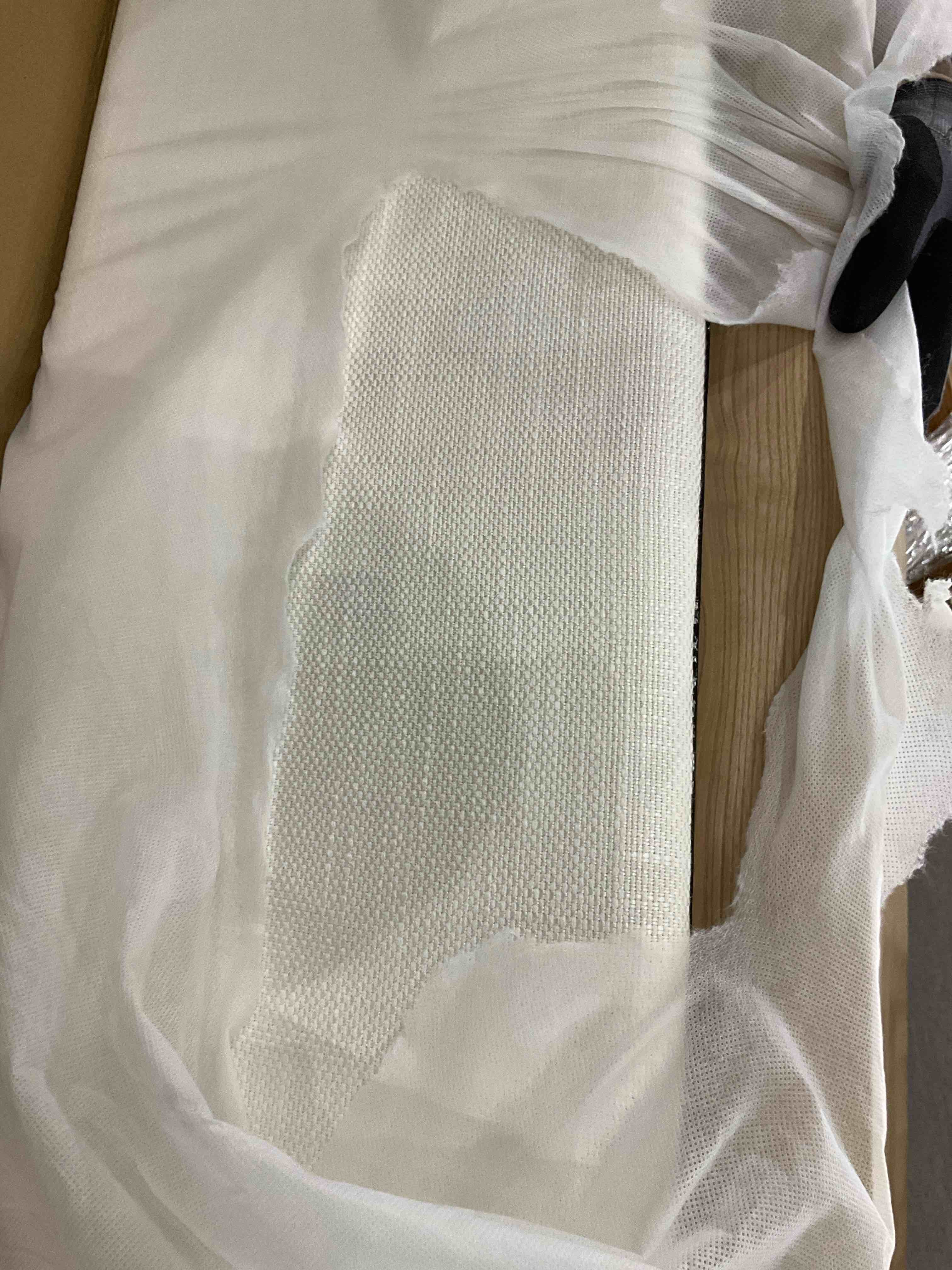 Condition photo showing As Is for marcena upholstered low profile platform bed pieces 