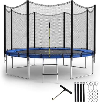 12 ft big trampoline blue