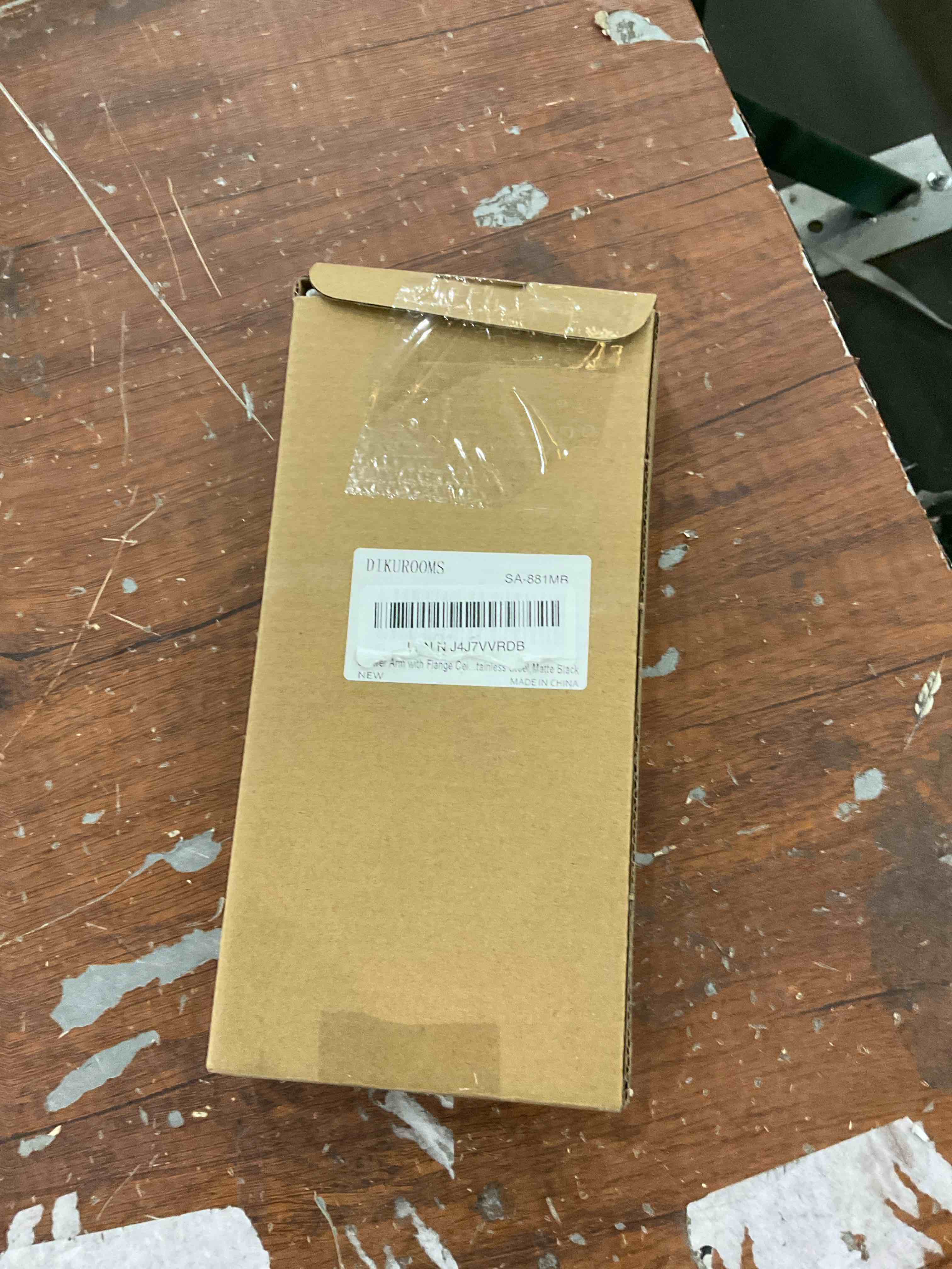 Condition photo showing As Is for shower arm with flange matte black