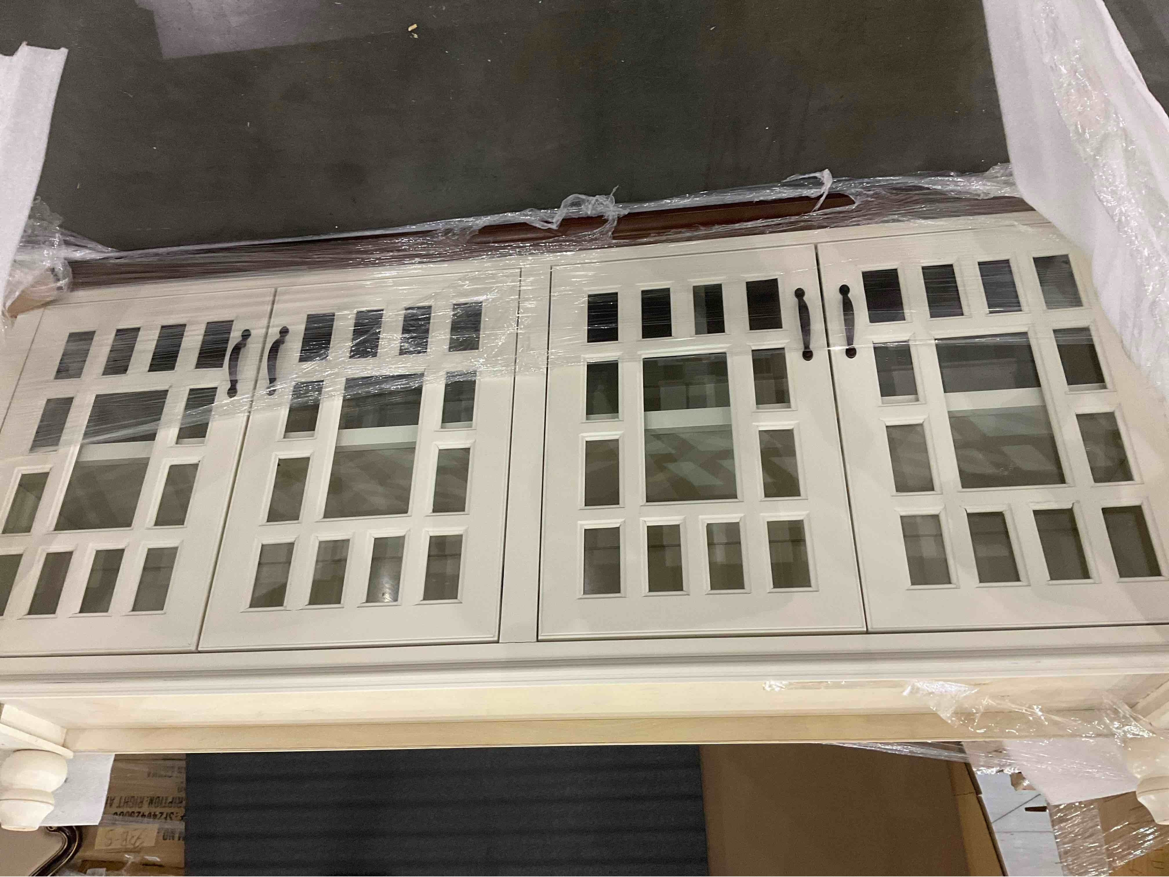 TV Stand Console Credenza with Storage Glass Doors, missing some legs 