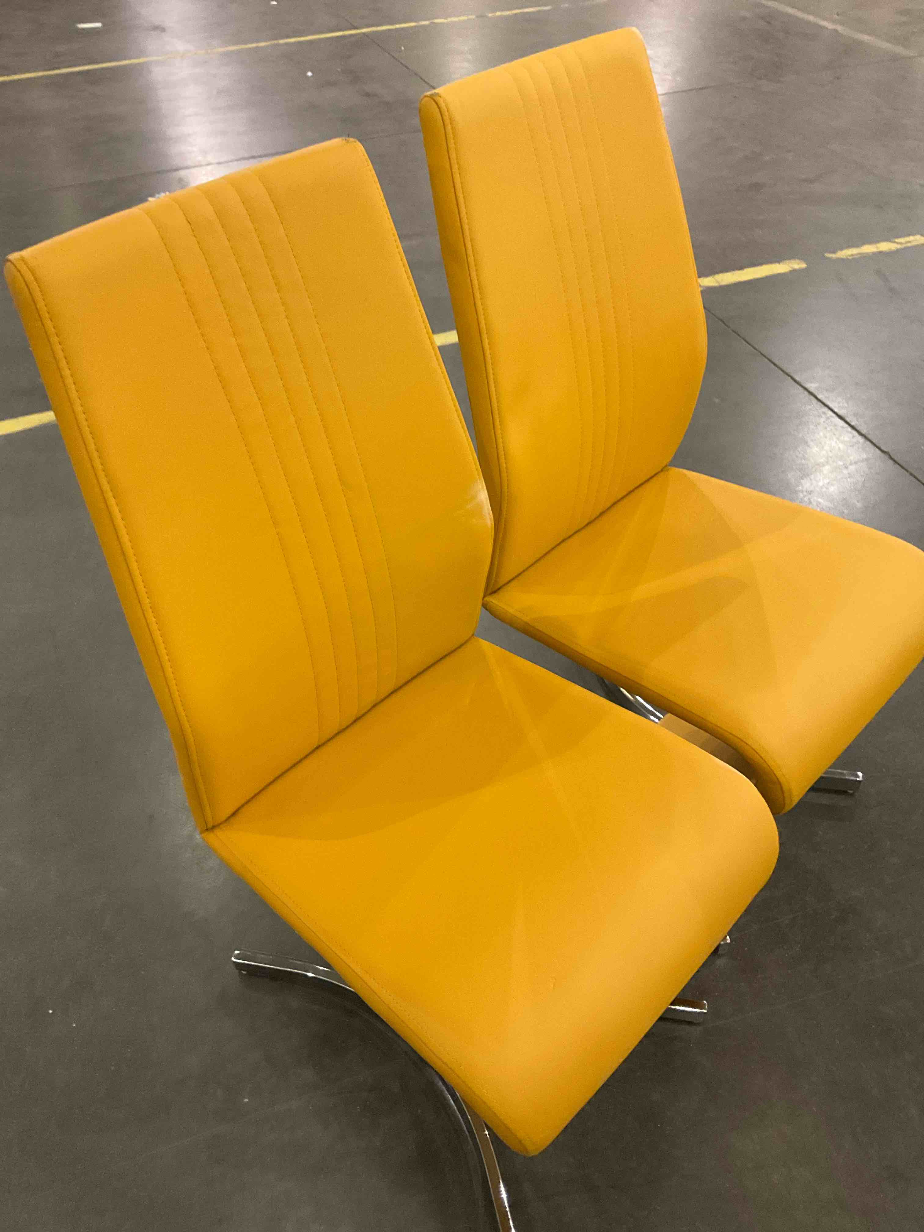 Willow Mustard Yellow Faux Leather Chrome 'Z' Dining Chairs