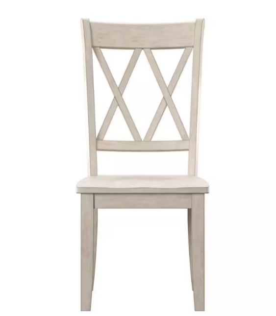 White Double X Back Wood Dining Chairs 