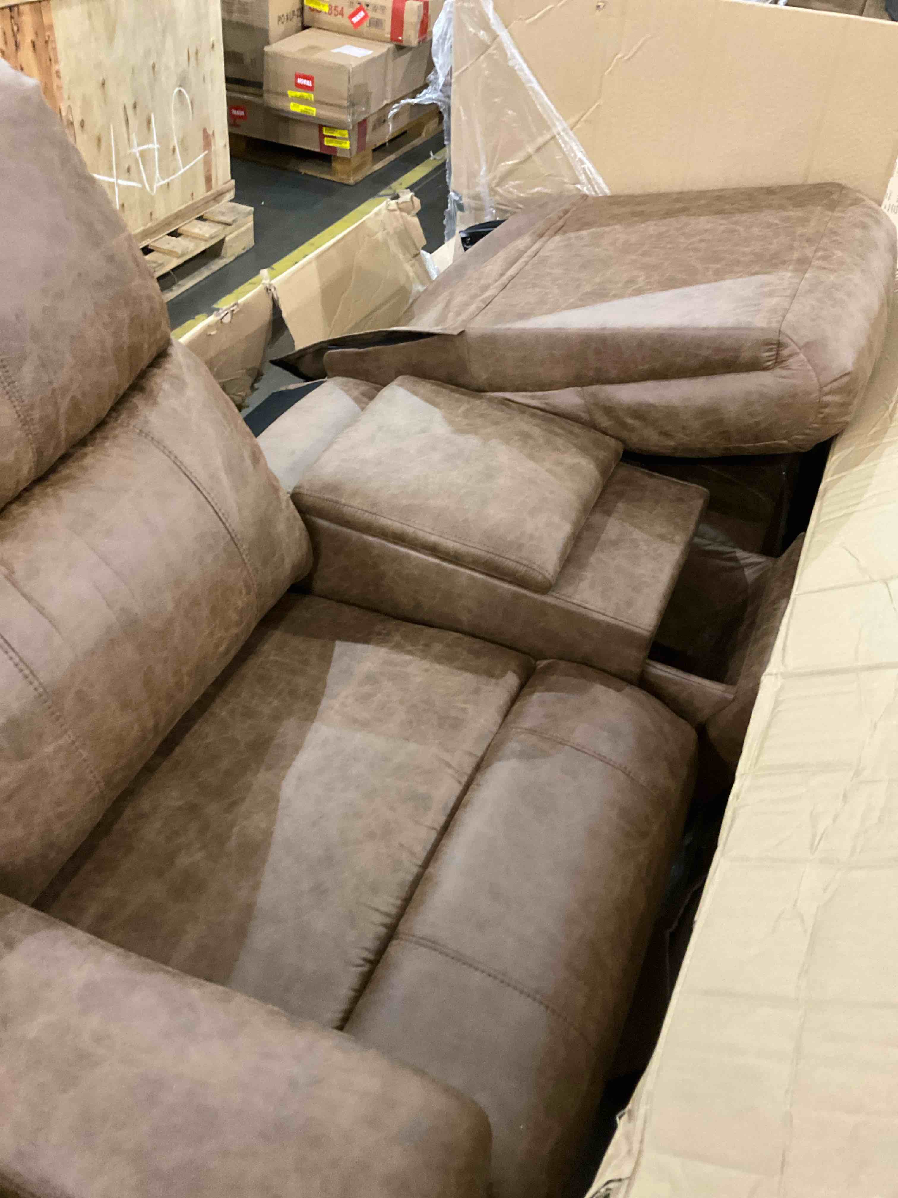 Leather Loveseat Double Recliner brown