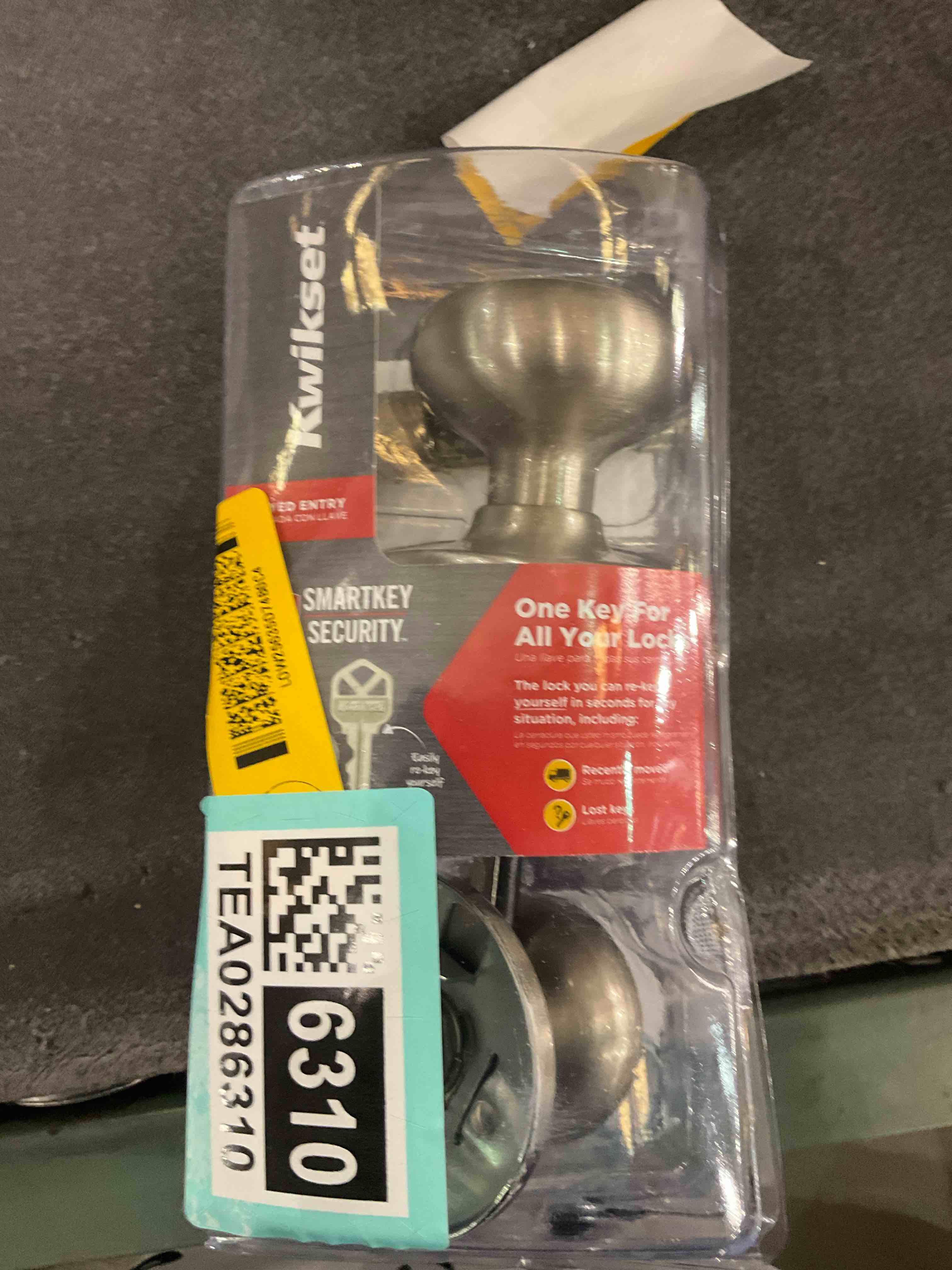 Kwikset SmartKey Security Satin Nickel Entry Knob KW1 2-3/4 in.