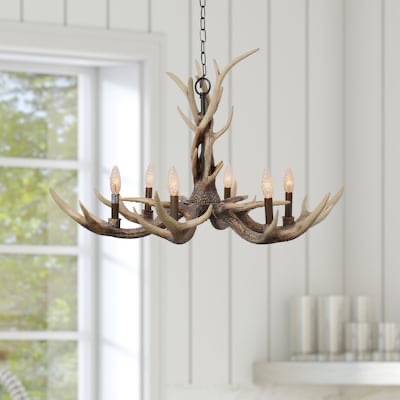 allen + roth Fallow Ridge 6-Light Bronze Rustic Chandelier
