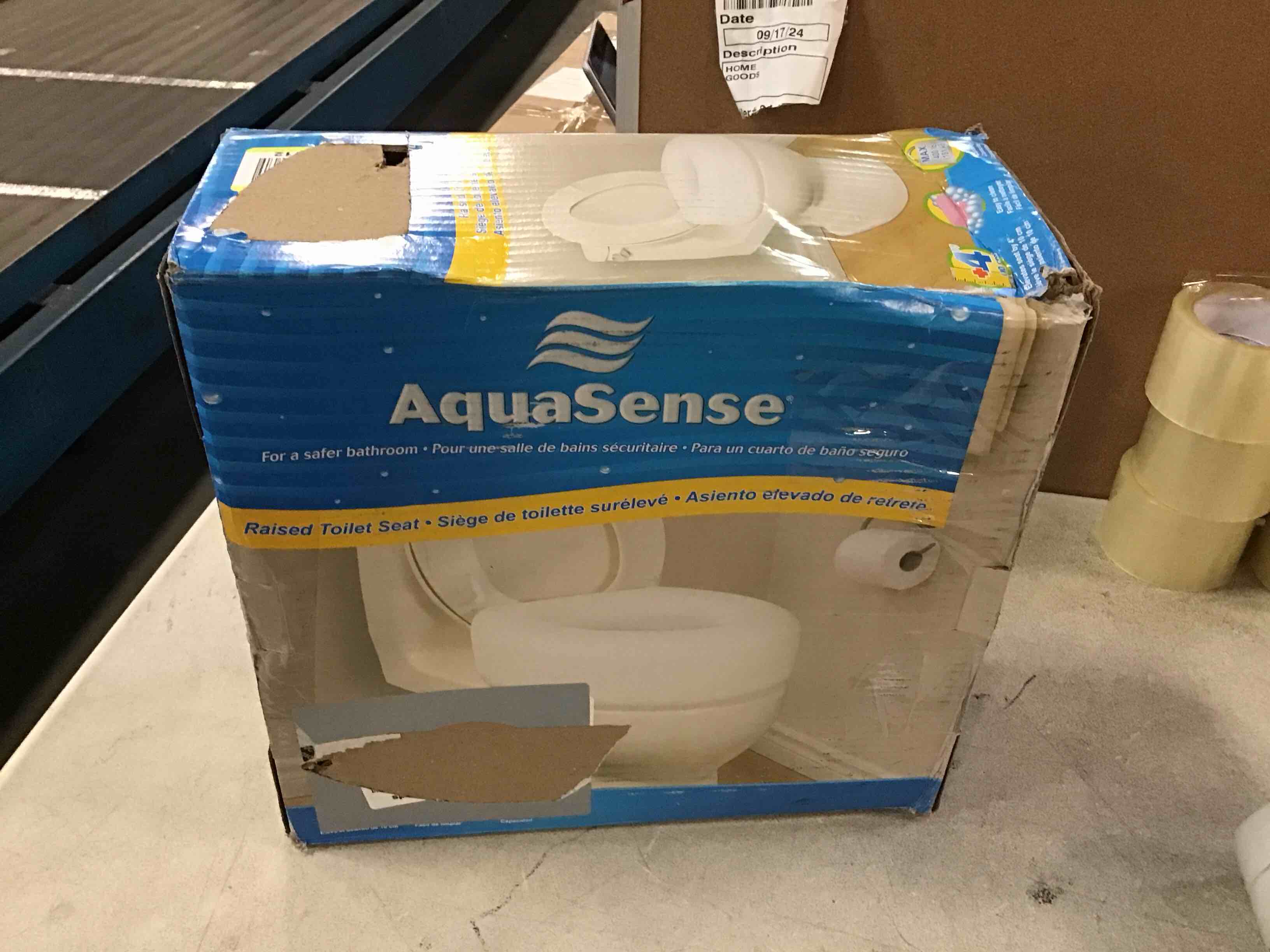 AquaSense Raised Toilet Seat with Lid, White, 2.5 Inches