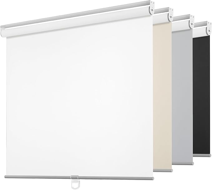 ChrisDowa Cordless Free-Stop 100% Blackout Blinds for Windows, Roller Windows Shades with Thermal Insulated, UV Protection Fabric for Living Room, Office and Home. Easy to Install.White,45" W X 72" H