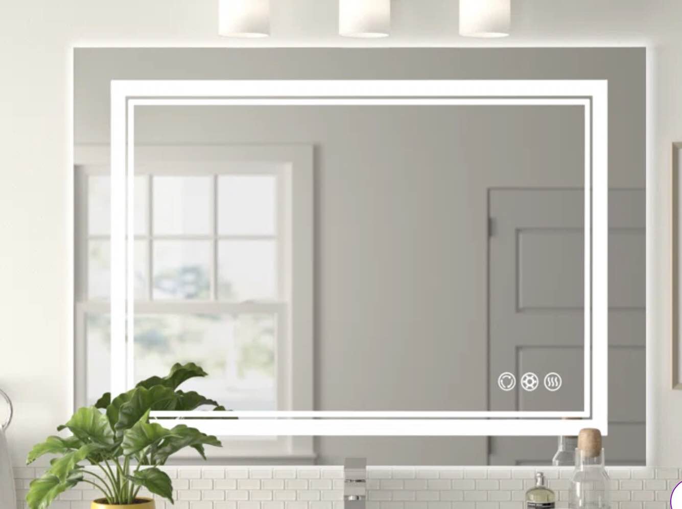 Atherton Modern Frameless Anti-Fog LED Lighted Dimmable Wall Mounted Bathroom Vanity Mirror