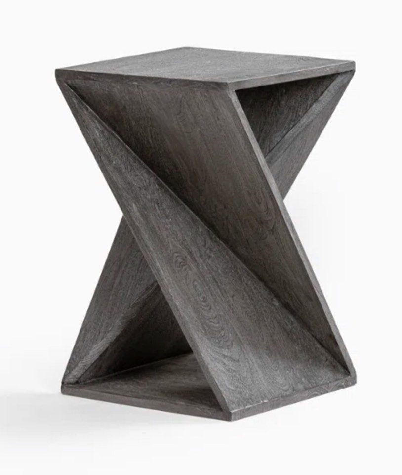 Caelah Solid Wood Block End  color grey 