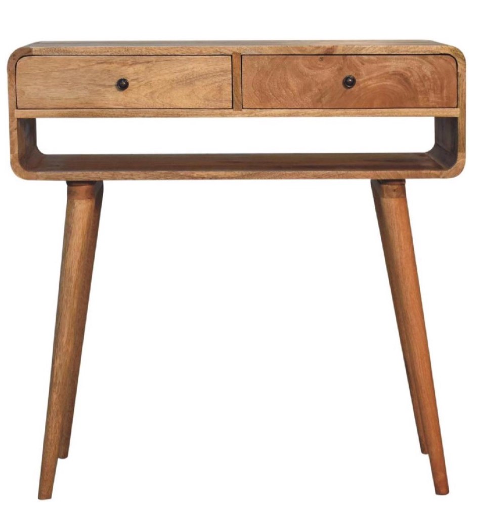 Reverse Curved Oak-Ish Console Table