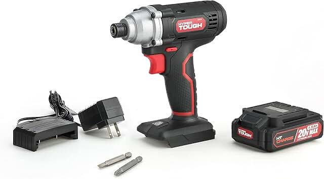 Hyper Tough 20V Max Lithium-Ion Cordless Impact Driver 1/4 inch Quick Release Chuck with 1.5Ah Lithium-ion Battery & Charger Bit Holder & LED Light New Condition