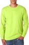 size 2XL Jerzees Men's Dri-Power Cotton Blend Long Sleeve Tees, Moisture Wicking, Odor Protection, UPF 30+, Sizes S-3x XX-Large Safety Green
